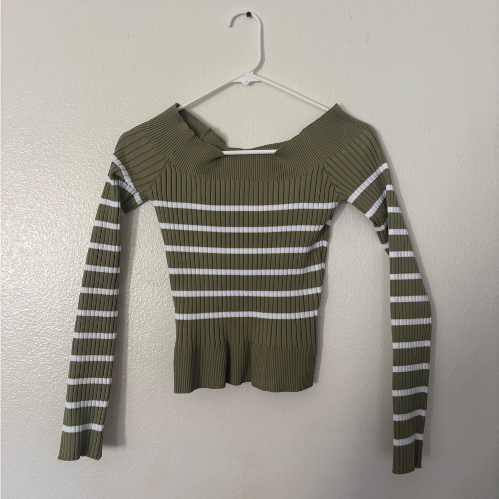 Striped off the shoulder Top